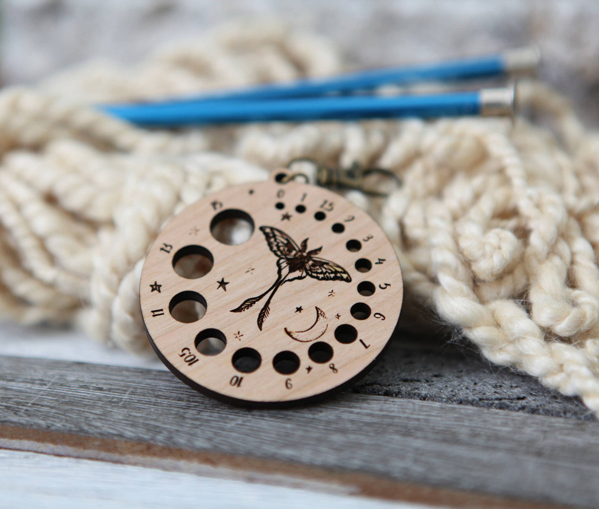 Luna Moth Knitting Needle Gauge