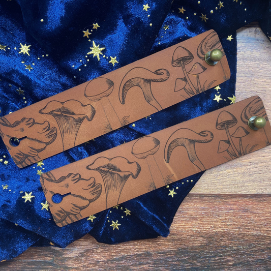 Mushrooms Leather Shawl Cuff