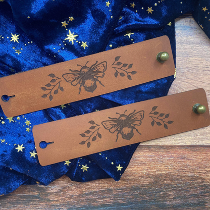 Bee & Leaves Leather Shawl Cuff