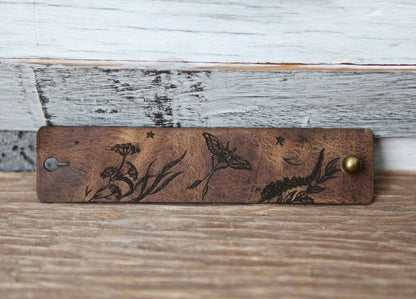 Luna Moth Leather Shawl Cuff