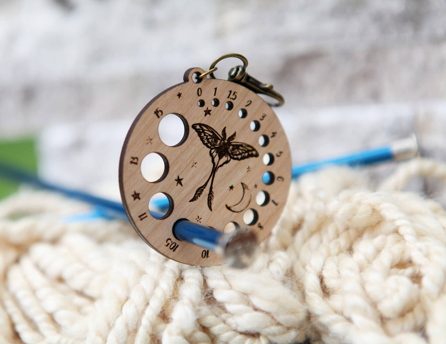 Luna Moth Knitting Needle Gauge