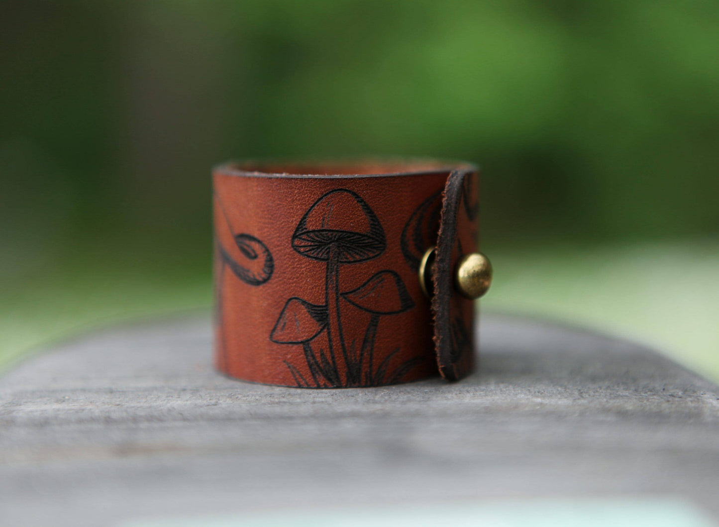 Mushrooms Leather Shawl Cuff