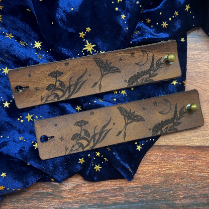 Luna Moth Leather Shawl Cuff