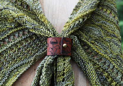 Mushrooms Leather Shawl Cuff