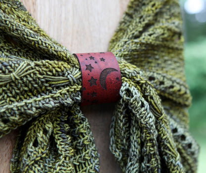 Stars & Moon Leather Shawl Cuff