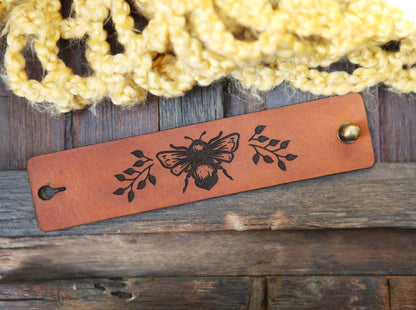 Bee & Leaves Leather Shawl Cuff