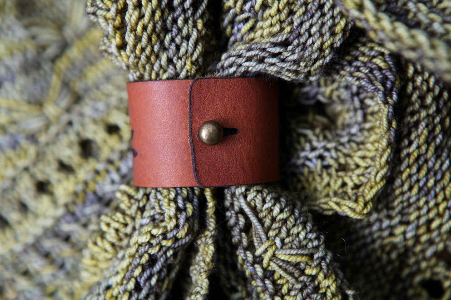 Bee & Leaves Leather Shawl Cuff